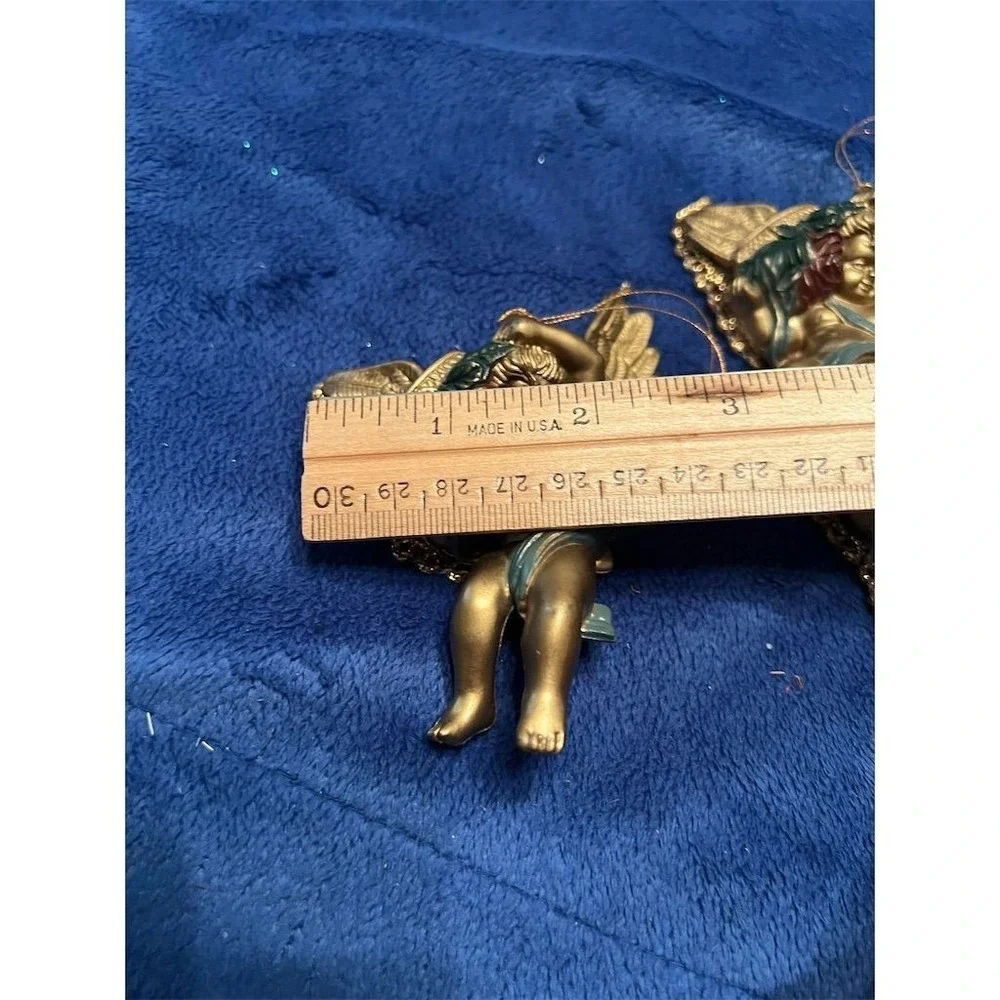 Bombay Co. Gold‎ Cherub Angel Christmas Ornaments Set of 3 Vintage 90s